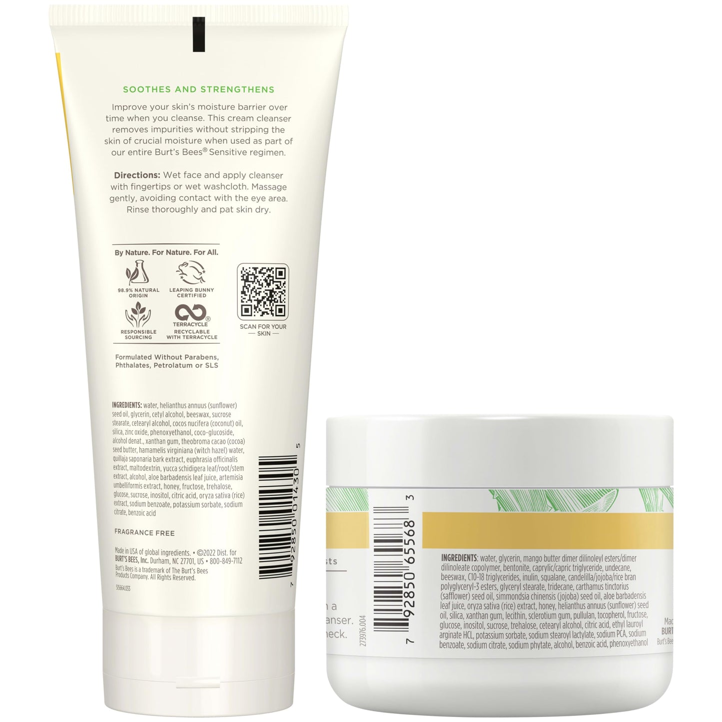 Burt's Bees Back To School Dorm Essentials, Calming Night Cream, With Aloe and Rice Milk, Face Moisturizer For Sensitive Skin, 98.8 Percent Natural Origin, 1.8 oz. Tub