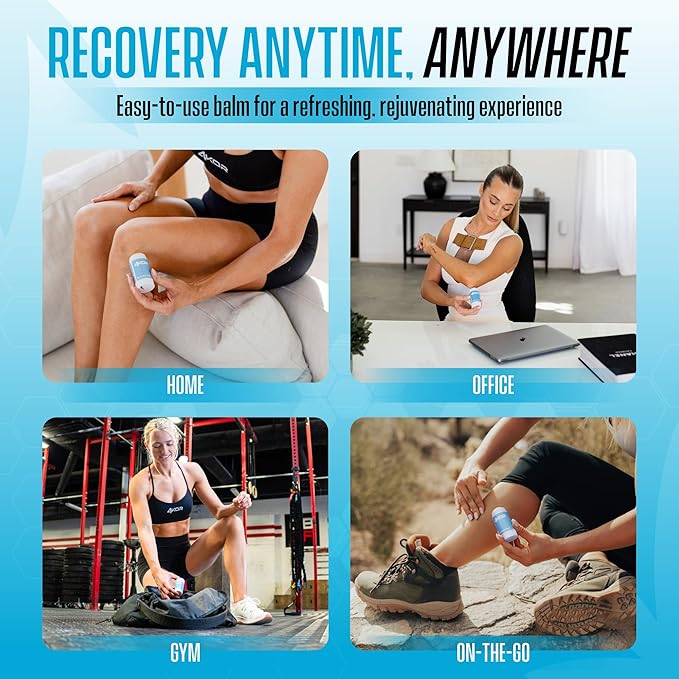 4KOR Recovery Stick - Natural Muscle Balm | Hemp Infused | for Muscles, Joints, Post-Workout | Features a Cooling & Warming Sensation | Portable & Non-Greasy Twist-Up Balms - 1 oz.