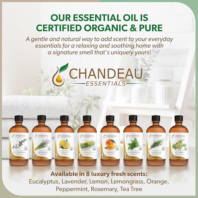 100% Pure Organic Essential Oil, Pure Peppermint Essential Oil for Aromatherapy, Soap Making, Candles, Laundry, Perfume, Cleaners or Diffusers - Large Amber Glass Bottle, 16 oz.