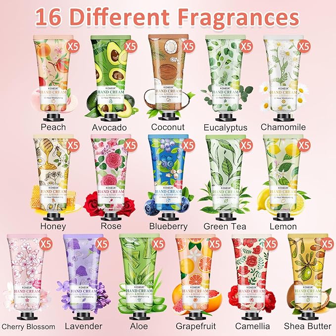 80 Pack Hand Cream Set for Dry Cracked Hands, Bulk Hand Lotion Travel Size for Thank You Gifts, Mini Hand Cream for Adult Party Favors, Birthday Gifts and Bridal Shower Gifts for Guests