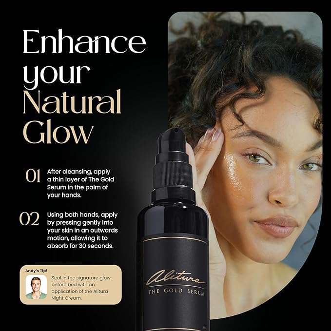 Alitura Anti-Aging Peptide & Collagen Gold Serum for Face – with Vitamin A, CoQ10 & Astaxanthin – Korean-Inspired Hydrating Serum for Wrinkles, Radiance & Firmness – 100ml