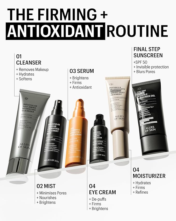 Allies of Skin 20% Vitamin C Serum | Daily Glow & Firming Face Serum | Lightweight Waterless Formula Treats Uneven Tone & Spots | Anti-Aging Support for Smooth, Radiant Skin (1 oz)