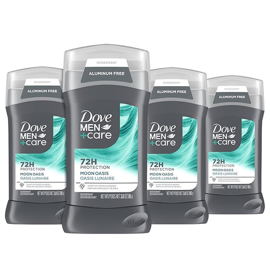 Dove Men+Care Aluminum-Free Deodorant Moon Oasis 4 Count for a Long-Lasting Scent, with 72H Odor Protection, 3.0 oz