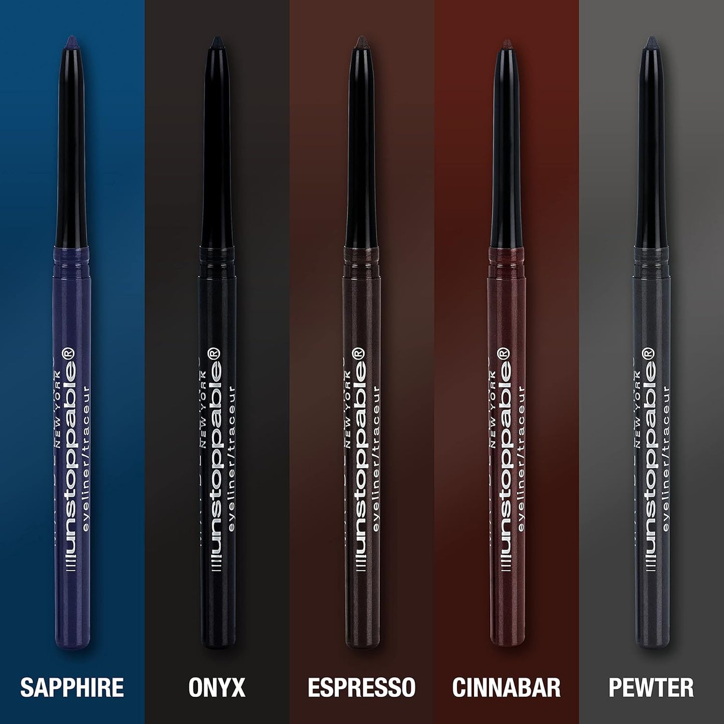 Maybelline Unstoppable Waterproof Mechanical Blue Eyeliner Pencil, Easy to Apply, Smooth Glide, Up to 24 Hour Wear, Sapphire, Pack of 2
