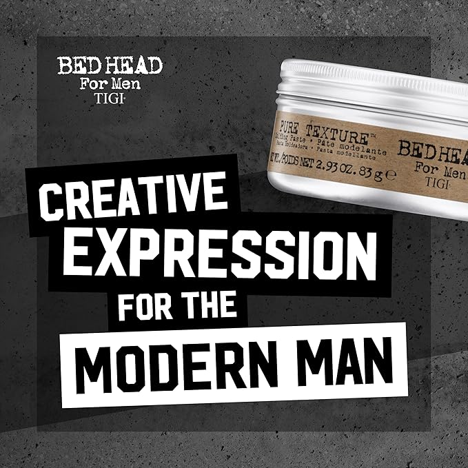 TIGI Bed Head for Men Pure Texture Hair Molding Paste - Use for Texture & Separation - Versatile Cream-to-Paste Fusion - For Men's Hairstyles - Use on Damp & Dry Hair - 2.93 oz (2 Pack)