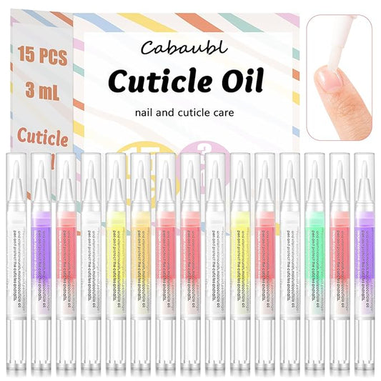 15 Pcs Cuticle Oil Pens, Nail Oil Treatment with Soft Brush, Nail Cuticle Revitalizer Repair Pen