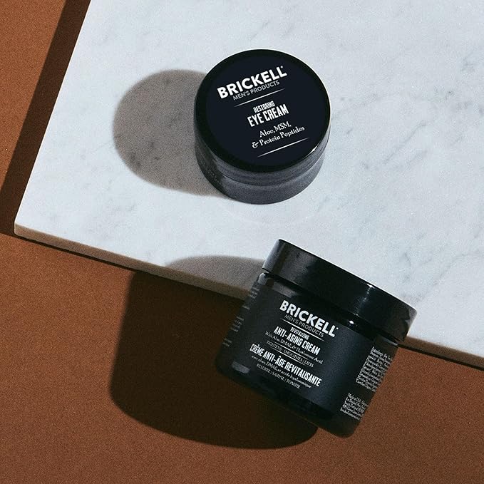 Brickell Men's Ultimate Anti-Aging Routine, Anti-Wrinkle, Night Face Cream and Eye Cream to Reduce Puffiness, Wrinkles, Dark Circles, Under Eye Bags, Natural and Organic, Scented