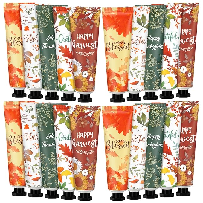 20 Pcs Fall Hand Lotion Bulk Gifts for Women Maple Leaves Hand Cream Gift Natural Botanical Fragrance Lotion for Chapped Hands 30ml Mini Travel Working Autumn Thanksgiving Party Supplies