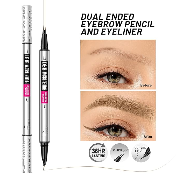 2 Pack 2 Fine Tip Eyebrow Pen, Waterproof Filling Faux Brow Makeup Pencils for Women with Precise Curved Brush-Tip to Fast Create Natural Hair-Like Brows, Last All-Day (Light Blonde)