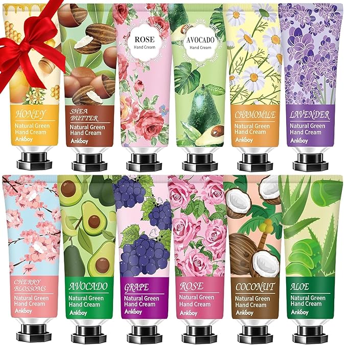12 Pack Hand Cream for Dry Cracked Hands,Stocking Stuffers for Women,Bridesmaid Gifts,Small Gifts;Gifts for Women,Nurse Gifts,Teacher Appreciation Gifts,Natural Hand Lotion Travel Size