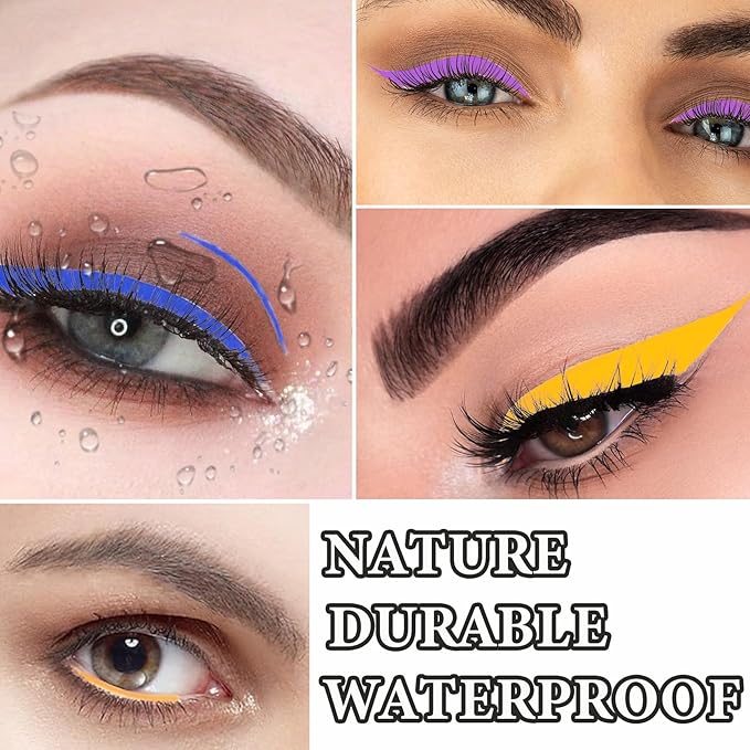 12 PCS Eyeliner Pencils,Professional Long Lasting Waterproof Makeup Pencils,Highly Pigmented Inner Corner Eye Highlighter Eyeliner Pencil Eye Liner Pen Sets for Women