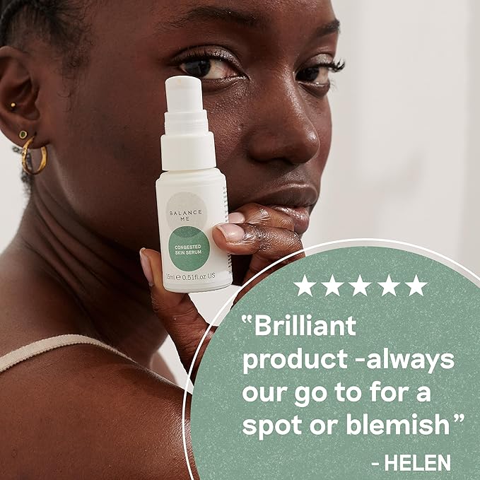 Balance Me Congested Skin Serum, Natural Acne Treatment for Face with Kanuka & Moringa, Non-Drying Spot Serum for Oily, Combination & Sensitive Skin (1 x 0.5 fl oz)