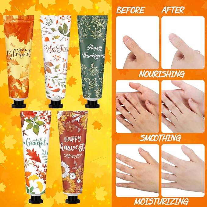 40 Pcs Fall Hand Lotion Bulk Gifts for Women Maple Leaves Hand Cream Gift Natural Botanical Fragrance Lotion for Chapped Hands 30ml Mini Travel Working Autumn Thanksgiving Party Supplies
