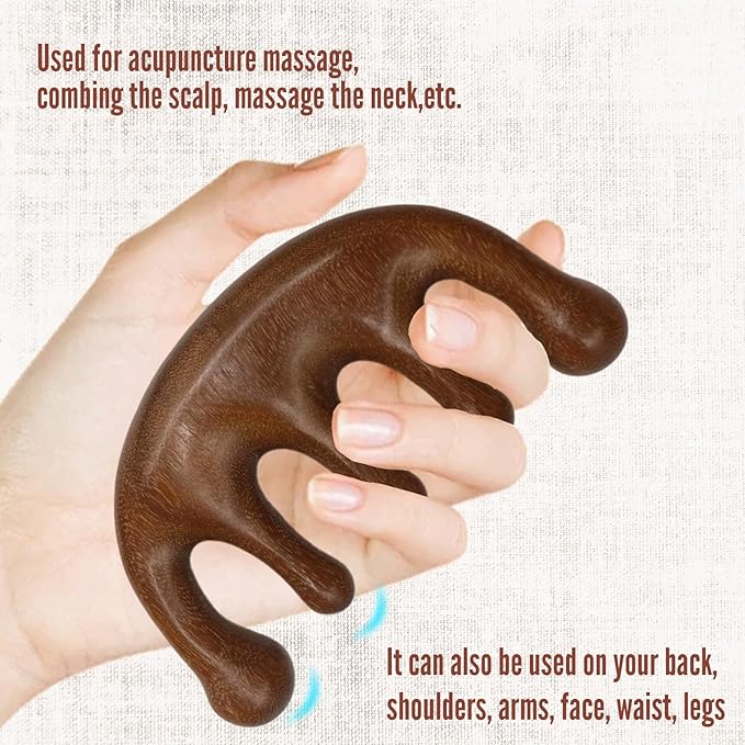 2Pcs Bamboo Scalp Massager Hair Growth, Anti-Static Wooden Brush