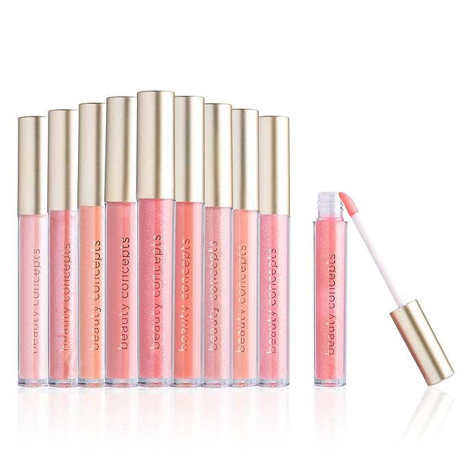 Beauty Concepts Lip Gloss Collection – Shimmering, Glossy Lip Makeup Set for a Radiant Finish, Pink Colors Collection