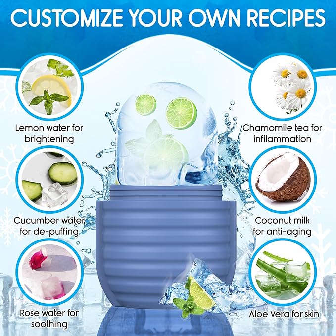 1Pcs Ice Roller for Face, Ice Face Roller, Reusable Silicone Ice Mold for Face, Facial Beauty Ice Roller Skin Care Tools for Shrink Pores Anti Wrinkle Reduce Puffiness (Black)