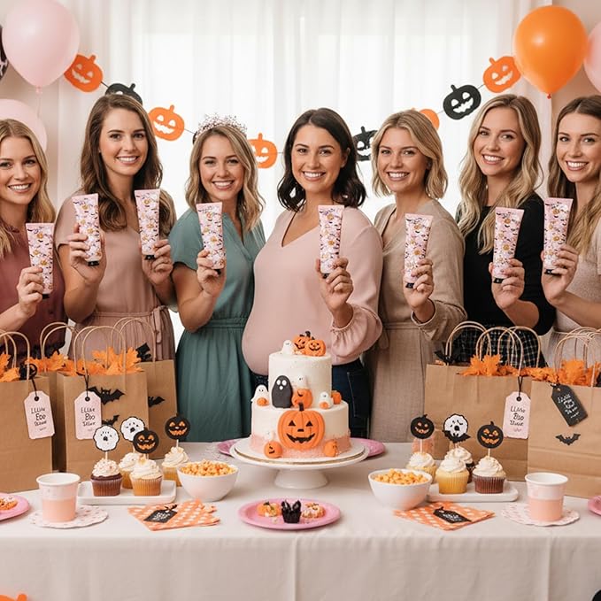 48 Sets Pink Halloween a Little Boo Is Almost Due Hand Cream Gifts Bulk Baby Shower Hand Cream Travel Size Lotion Bulk Fall Thanksgiving Party Supplies Favors Birthday Wedding for Guest