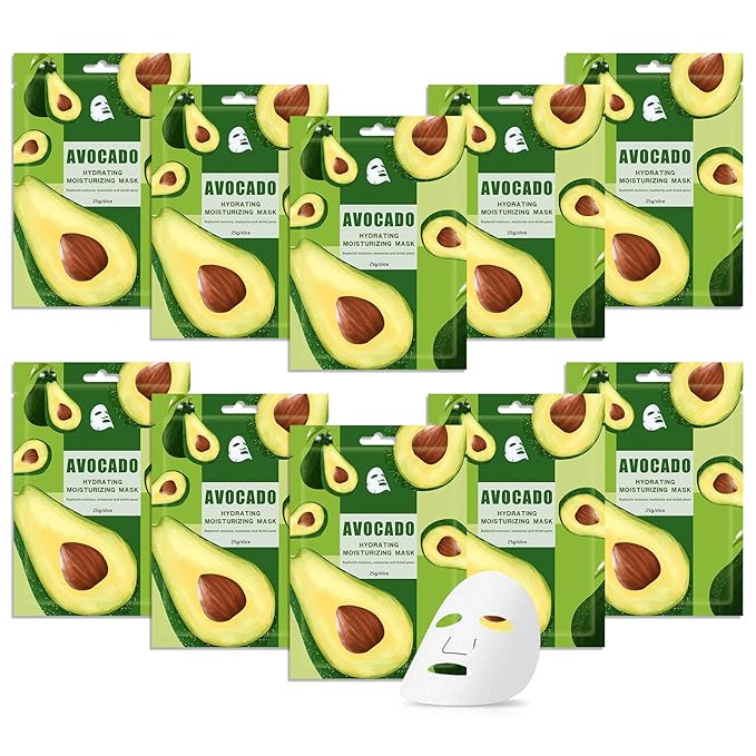 10 Pack Variety Facial Sheet Masks Skin Care Set, Hydrating Bulk Sheet Face Masks Skincare Gifts Set for Women Men, Long Lasting Moisturizing Face Mask Skincare for All Skin Type（A8)