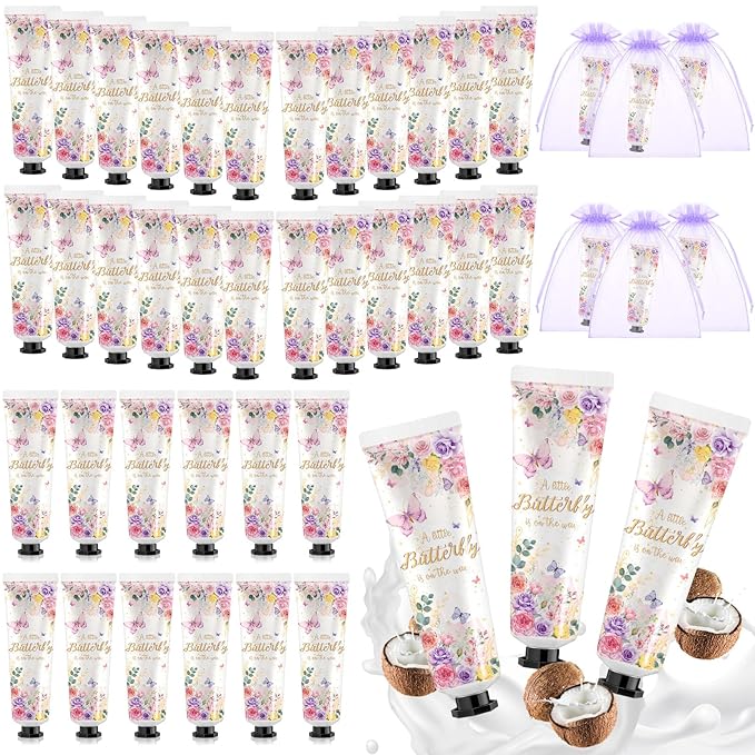 48 Sets a Butterfly Is on The Way Hand Cream Gifts Bulk Baby Shower Hand Cream Travel Size Lotion Bulk Fall Thanksgiving Party Supplies Favors Birthday Wedding for Guest