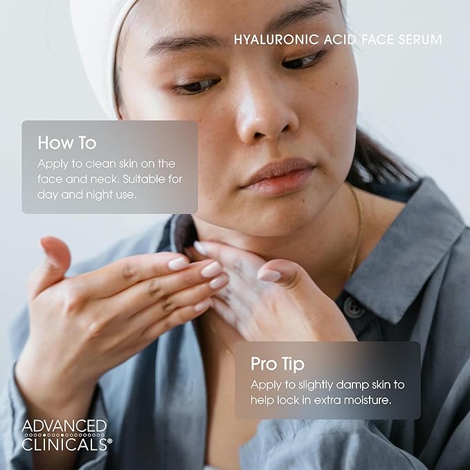 Advanced Clinicals Hyaluronic Acid Moisturizer Body Cream + Hyaluronic Acid Serum 2PC Skin Care Set | Face Serum & Body Lotion Help Diminish Appearance Of Wrinkles, Fine Lines, & Dry Skin, 2PC Bundle