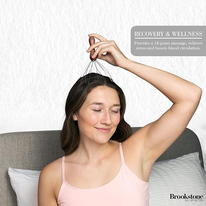 Brookstone Scalp Massager, Head Scratcher Massager Whisk, Relieve Tension and Stress in Your Head and Scalp
