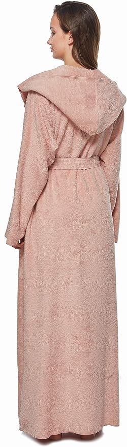 Arus Women's Princess Robe Ankle Long Hooded Lightweight Turkish Cotton Bathrobe