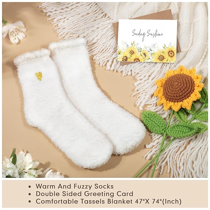 Birthday Gifts for Women, Get Well Soon Self Care Package Box, Sending Sunshine Sunflower Box, Best Friend Birthday Gifts, Thinking of You Sympathy Basket for Mom Her Sister Wife