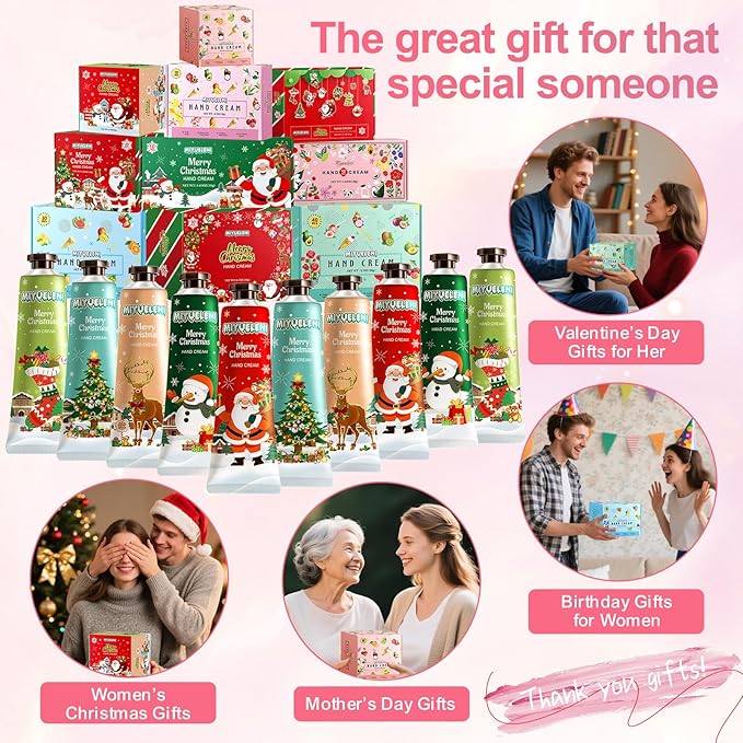 10 Pack Christmas Hand Lotion Gifts Set，Moisturizing Hand Cream for Women, Moms & Coworkers，Mini Travel Size Holiday Gifts, Stocking Stuffers & Bulk Gifts for Christmas Appreciation 30ml