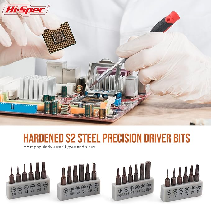 Hi-Spec 38pcs Electronics Repair Tool Kit, Precision Screwdriver Set Magnetic, Computer Screwdriver Kit, PC Building Tool Kit for Laptop, Tablet, DIY and Repair work