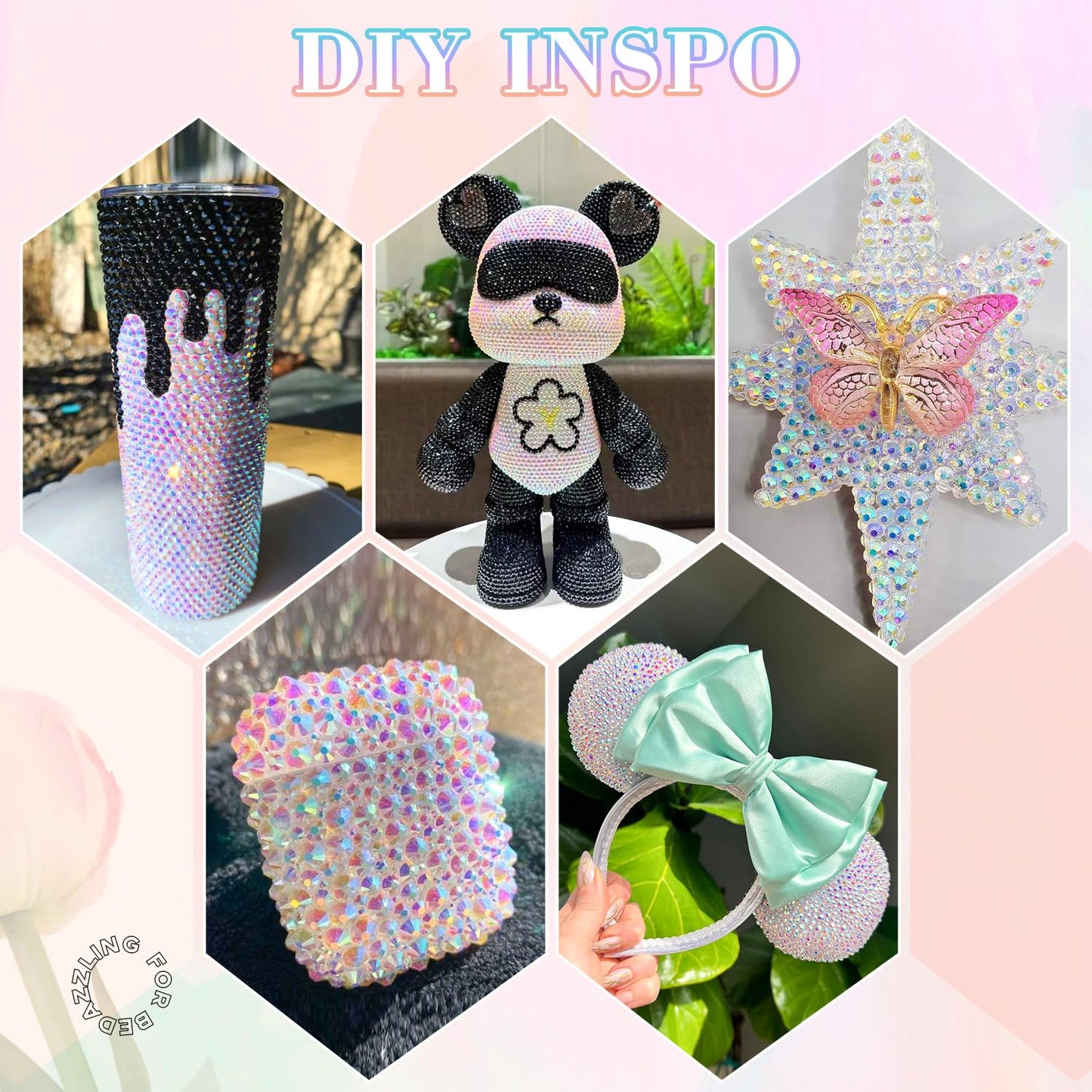 25000Pcs Resin Jelly Rhinestones with Tweezers for Crafting, 2-6mm Mixed Sizes (Transparent AB) Non Hotfix Flatback Gems, Bedazzling Crystal for DIY Crafts Clothing Tumblers Mugs Shoes Decor Nail Art