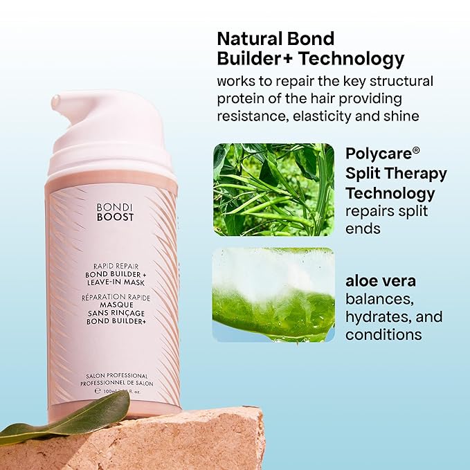 BONDIBOOST Rapid Repair Bond Builder + Leave-In Hair Treatment for Dry Damaged Hair [3.38 fl oz], Strengthens & Restores + Advanced Hair Repair Solution for Healthier & Shinier Results
