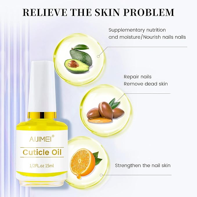 AIJIMEI 15ml/0.5fl.oz Nail Cuticle Oil for Manicure Nail Care Growth Repair Soften Cuticle Nutrient Oil