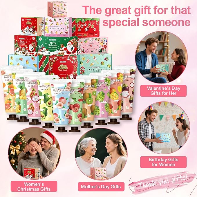 10 Pack Hand Cream Gift Set, Natural Plant Scents, Moisturizing Hand Lotion Gift Set, Gifts for Women, Birthday, Mother's Day, Valentine's Day, Christmas, Thank You Gifts Travel Size