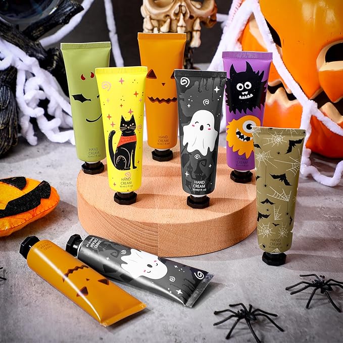 24 Pack Halloween Hand Cream Gift Sets for Women Ghost Mini Hand Lotion Bulk Travel Size Moisturizing Cream Halloween Party Favors Gifts for Stocking Stuffers 6 Natural Plant Fragrances