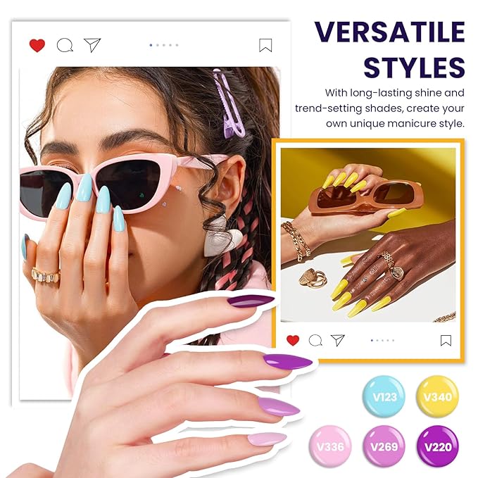 VANREESA Gel Nail Polish Kit with U V Light 52 Pcs Gel Polish Nail Set 36 Trendy Colors Nail Polish Set + Base and 3 Effects Top Coat with Manicure Tools Complete Nail Kit Gifts for Women Girls