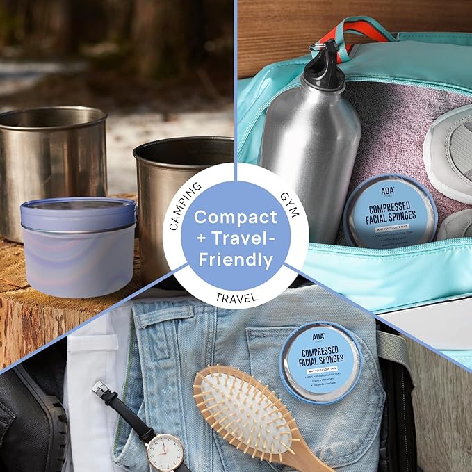 AOA Studio 50-Count Compressed Facial Sponges 100% Natural Cosmetic Spa Sponges for Facial Cleansing, Exfoliating Mask, Remove for Makeup, Dead Skin, and Dirt (White, 50 counts)