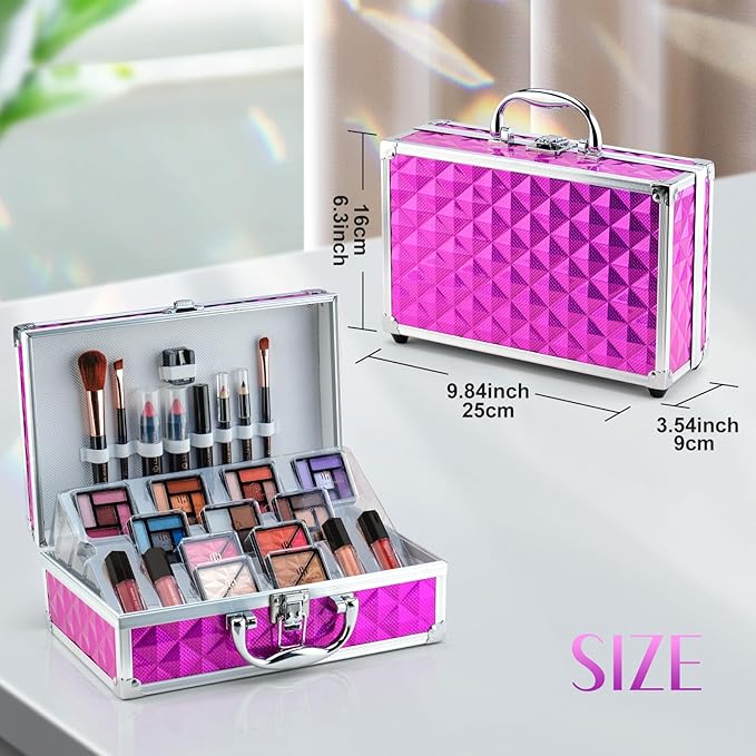 Color Nymph Girls Makeup Kits for Teen, Beginner Makeup Kit For Girls Non Toxic Makeup Set w/Train Case 24pcs Cosmetics Eyeshadow Lipstick Lipgloss Blush Mascara Eyeliner For Tweens Girl/Lady