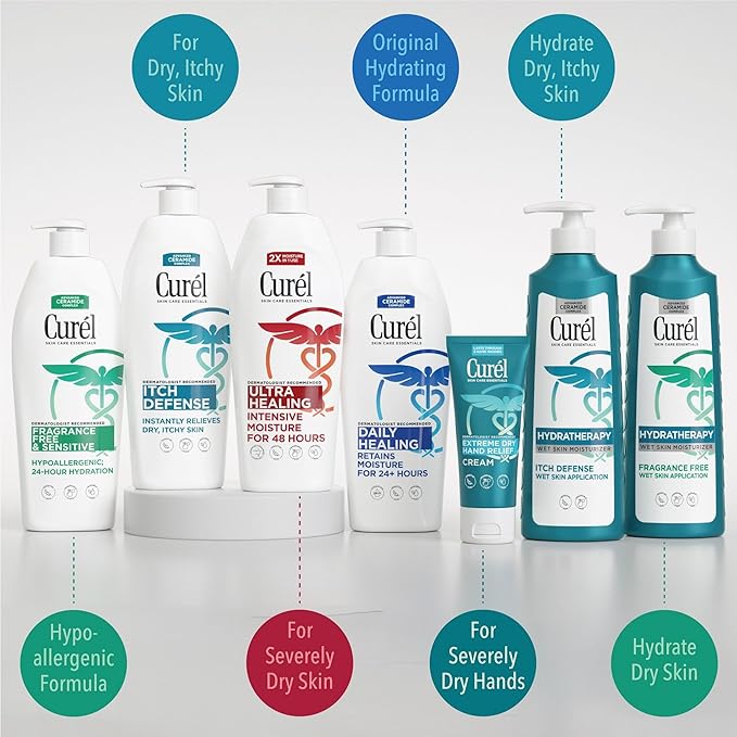 Curel Itch Defense Calming Body Lotion, Moisturizer for Dry, Itchy Skin, Body and Hand Lotion, with Advanced Ceramide Complex, Pro-Vitamin B5, Shea Butter, 13 Oz, Pack of 3