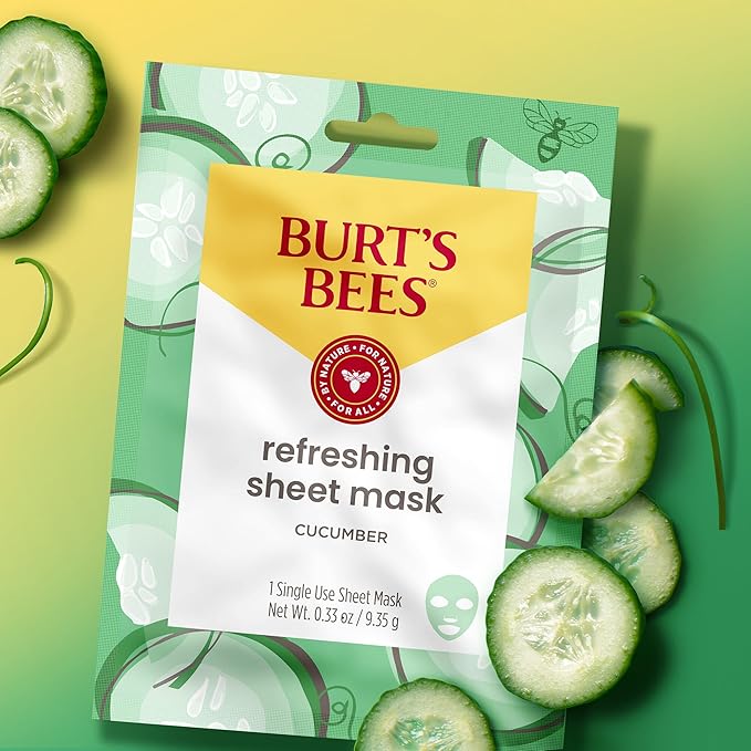 Burt's Bees Back To School Gift Ideas, Face Mask Bundle, Hydrating Watermelon, Calming Rose, & Refreshing Cucumber, Face Sheet Masks for Single Use Skin Care, 99% Natural Origin, 3 Count, 0.33oz Each