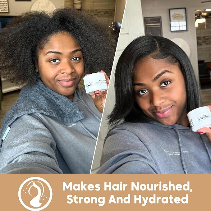 AFRO BRAZILIAN BONDOX Hair Relaxer Alternative – Extra Strong Thermal Hair Mask 8.8oz for Damaged Hair – Straightening Treatment for All Hair Types, Especially Afro 4A 4B 4C – With Almond Oil, Shea Bu