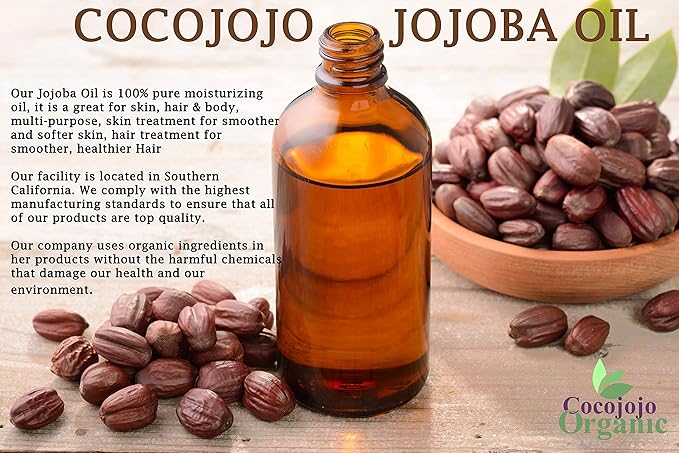 Cocojojo Jojoba Oil Organic, Jojoba Oil for Hair Growth for Skin, Face, 100% Pure Natural, Cold Pressed, Deep Moisturizing Anti-Aging, Essential Oils - 16 Fl Oz