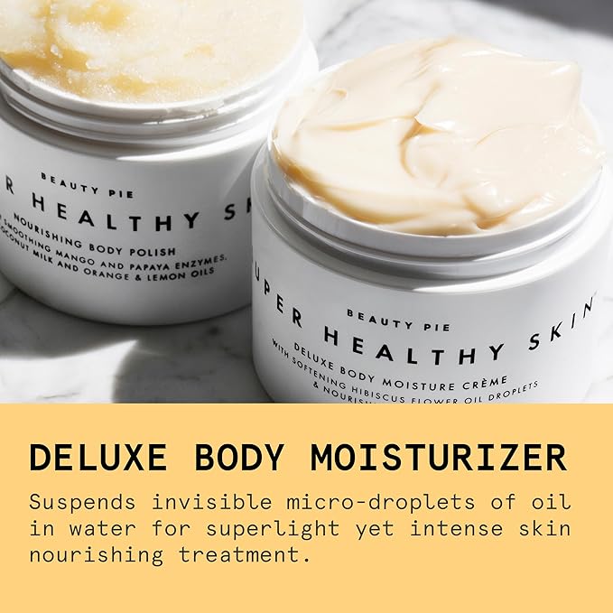 Beauty Pie Super Healthy Skin Deluxe Body Crème – Rich Hydration Body Butter with Cold-Pressed Hibiscus Oil, Hyaluronic Acid & Vitamin E – 8.45oz Nourishing Body Moisturizer for Dry & Mature Skin
