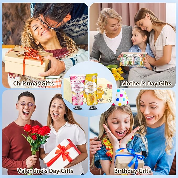 32 Pack Hand Cream Gift for Women, Bulk Hand Lotion Travel Size for Dry Cracked Hands, Mini Moisturizing Hand Cream for Mom Gifts, Teacher Gifts, Thank You Gifts and Bridal Shower Favors