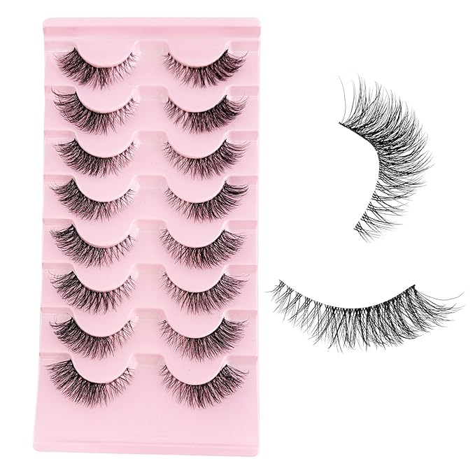 Cat Eye Lashes Yasnai Wispy False Eyelashes 3D Mink Lashes Volume Lashes Fake Eyelashes Natural Look Fox Lashes 8 Pairs Pack