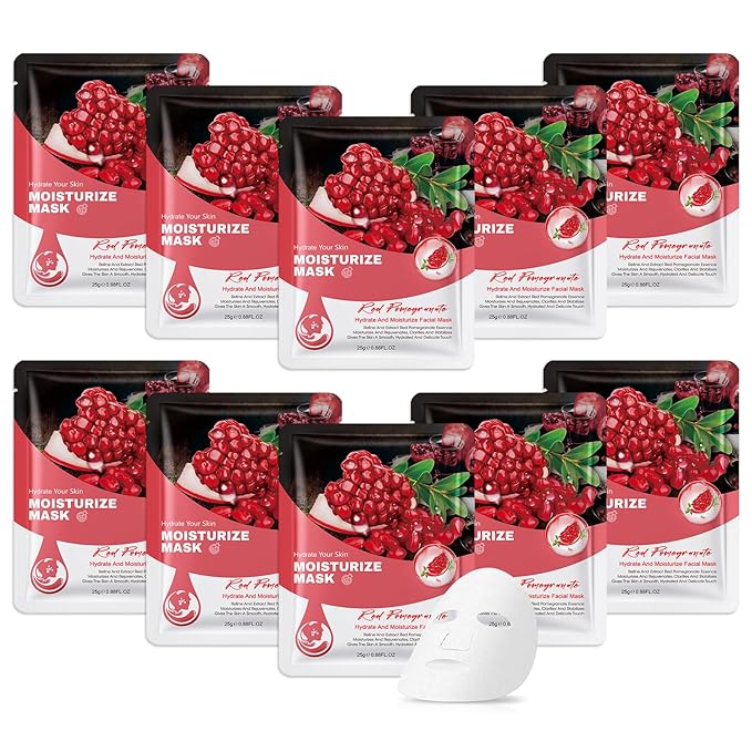 10 Pack Variety Facial Sheet Masks Skin Care Set, Hydrating Bulk Sheet Face Masks Skincare Gifts Set for Women Men, Long Lasting Moisturizing Face Mask Skincare for All Skin Type（C10)