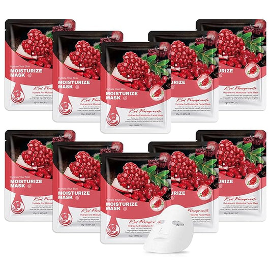 10 Pack Variety Facial Sheet Masks Skin Care Set, Hydrating Bulk Sheet Face Masks Skincare Gifts Set for Women Men, Long Lasting Moisturizing Face Mask Skincare for All Skin Type（C10)