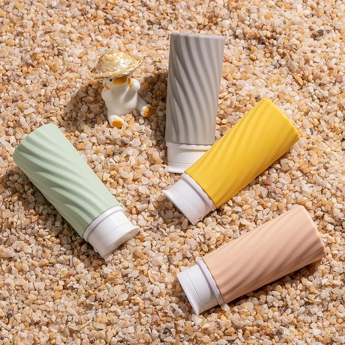 3oz Travel Bottles, Empty Squeeze Toiletries, Tsa Liquid Container, Leak Proof Traveling Size for Shampoo, Conditioner, Lotion (4PCS)