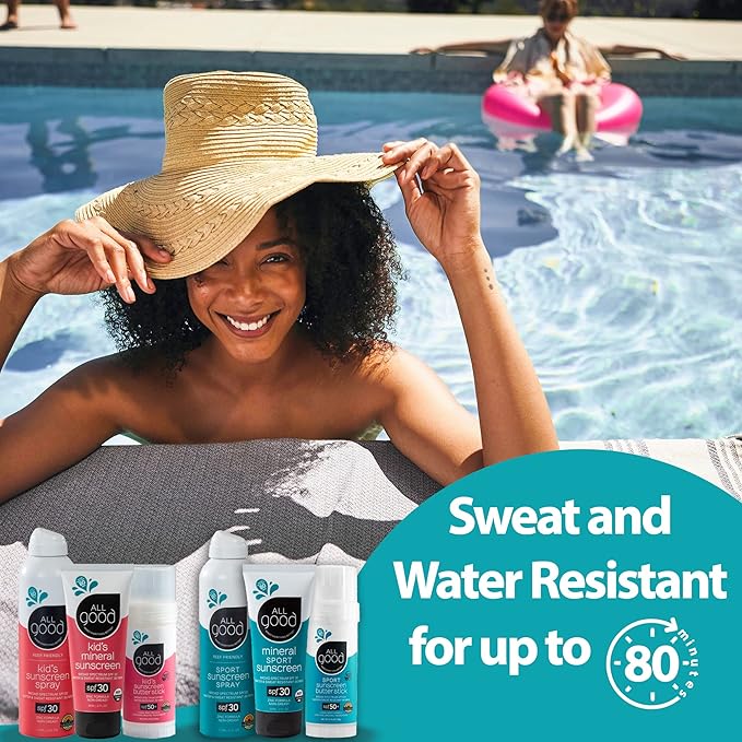 All Good Tinted Mineral Sport Sunscreen Lotion for Face & Body - UVA/UVB Broad Spectrum, SPF 30, Coral Reef Friendly, Water Resistant, Coconut Oil, Jojoba Oil, Shea Butter, Aloe (3 oz)(3-Pack)