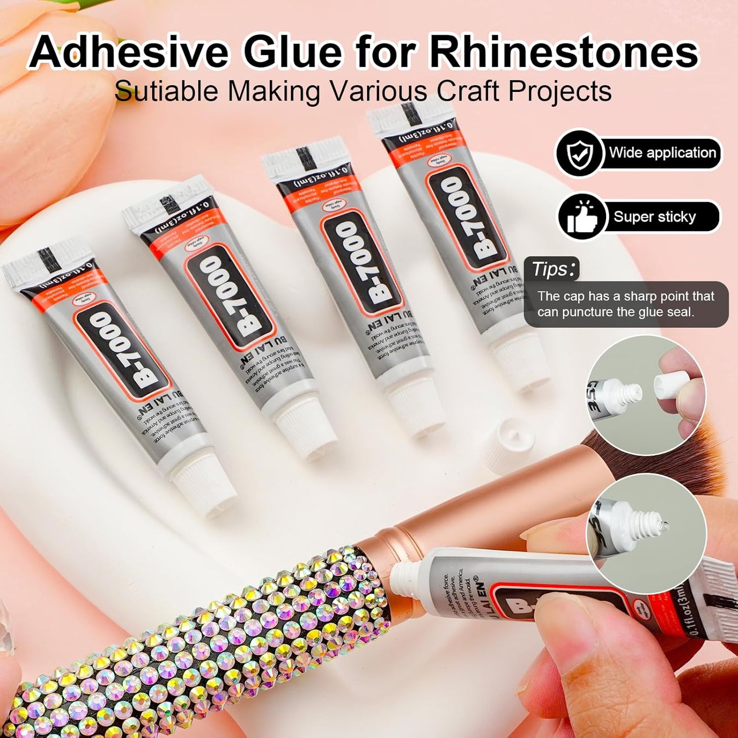 Canvalite 25000Pcs Resin Jelly Rhinestones for Crafting, Clear Flatback Gems, Bedazzling Crystal with 5Pcs 2.5g B7000 Jewelry Glues and Tweezers and Dotting Pen for DIY Crafts Clothing Shoes Nail Art