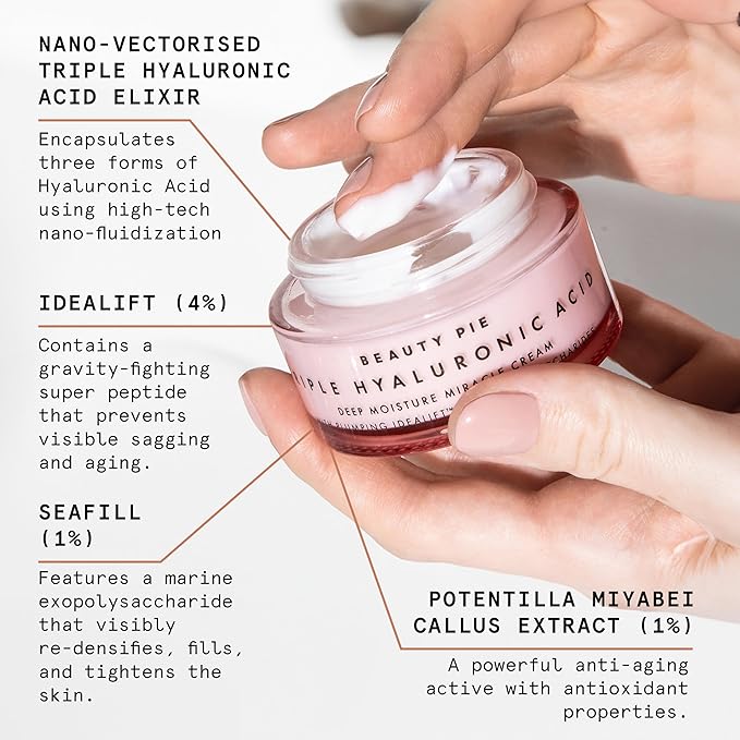 Beauty Pie Triple Hyaluronic Acid Deep Moisture Miracle Cream 50ml – Hydrating Face Moisturizer for Plumping, Firming & Anti-Aging